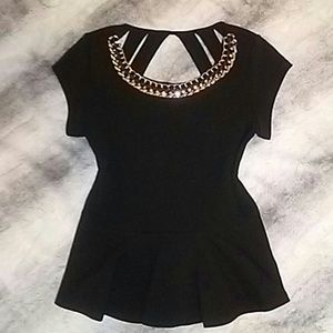 Women's black and gold top